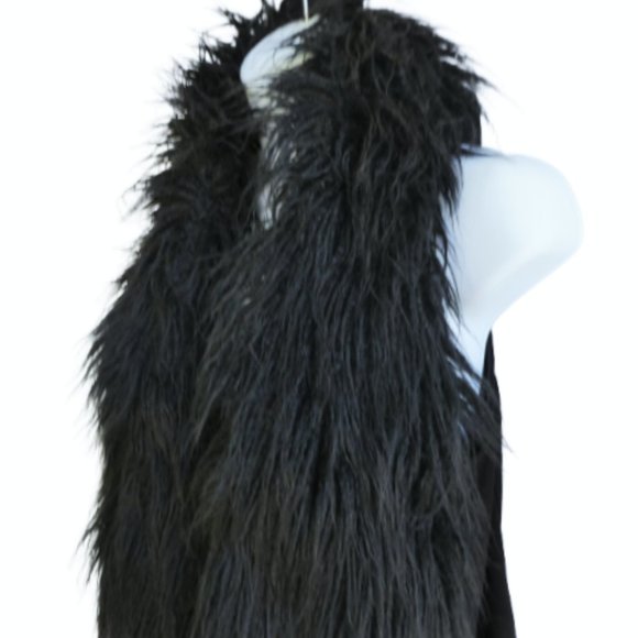 Cabi Infinite Faux Fur Vest Black Knit Open Front Hand Seam Pockets Rockstar S - Picture 6 of 8